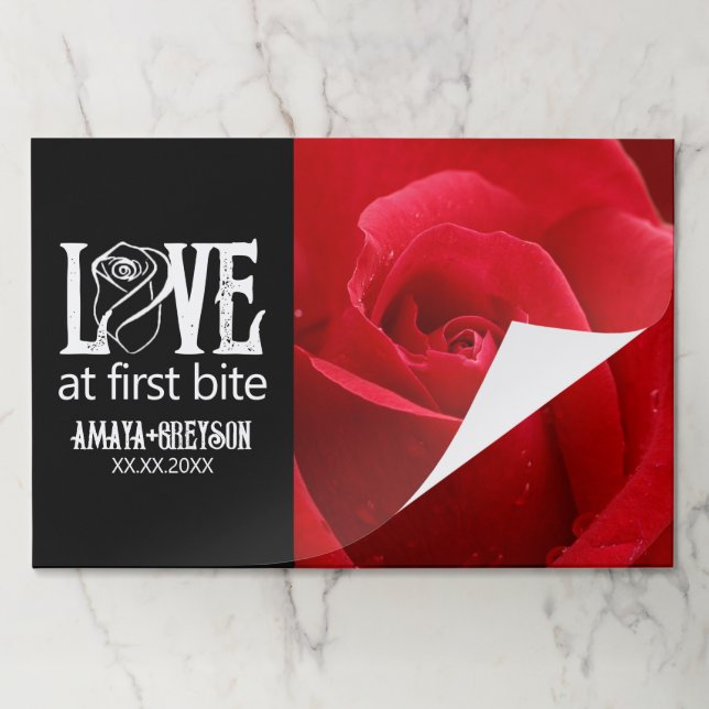 Gothic Red Roses Love at First Bite Wedding Paper Pad (Folded)