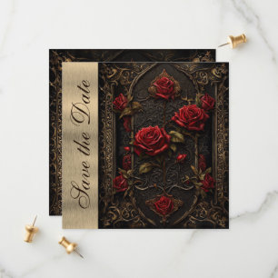 Gothic Red Rose's Save The Date