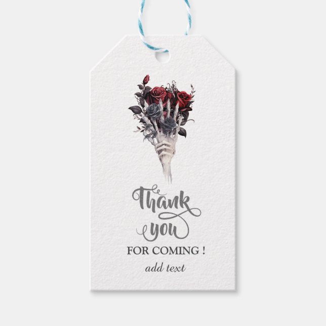 Gothic Red Roses Skeleton Gift Tags (Front)