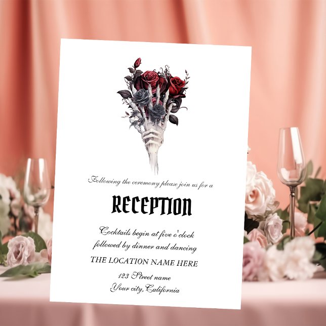 Gothic Red Roses Skeleton Invitation (Creator Uploaded)