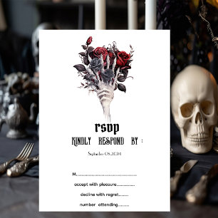 Gothic Red Roses Skeleton RSVP Invitation