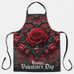 Gothic red roses Valentine's day Apron