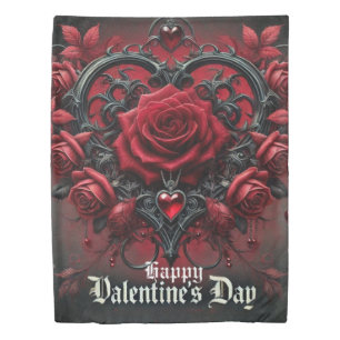 Gothic red roses Valentine's day Duvet Cover