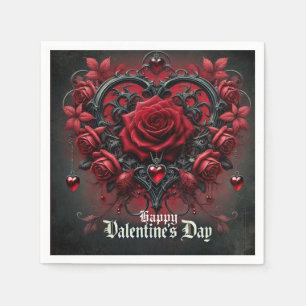 Gothic red roses Valentine's day Napkins