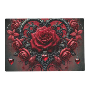 Gothic red roses Valentine's day Placemat