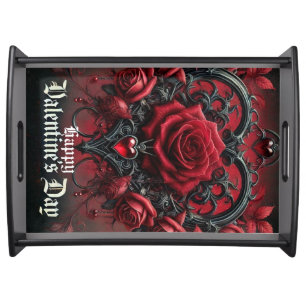 Gothic red roses Valentine's day Serving Tray