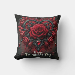 Gothic red roses Valentine's day Throw Pillow