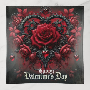 Gothic red roses Valentine's day Trinket Tray
