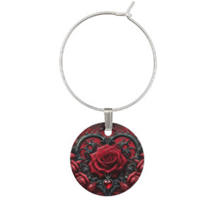 Gothic red roses Valentine's day Wine Charm