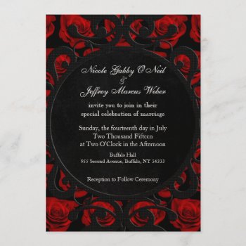 Gothic Red Roses Victorian Wedding Invitation by My_Wedding_Bliss at Zazzle