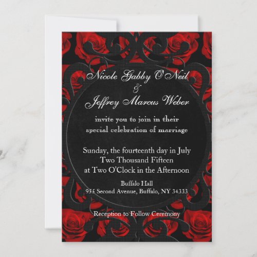 Gothic Red Roses Victorian Wedding Invitation