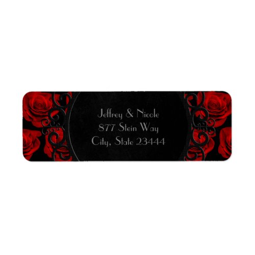 Gothic Red Roses Victorian Wedding Label