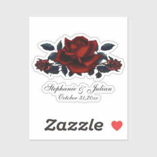 Gothic Red Roses Wedding Sticker