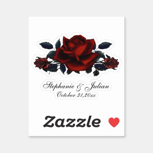 Gothic Red Roses Wedding  Sticker