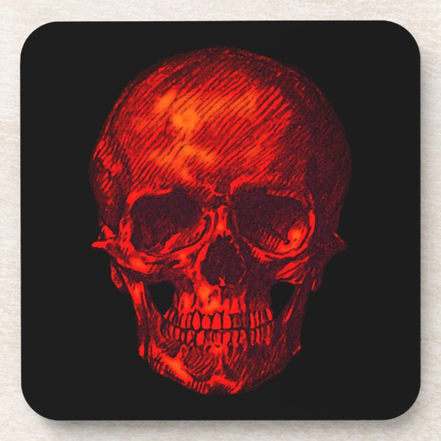 Gothic Red Skull Beverage Coaster (Front)