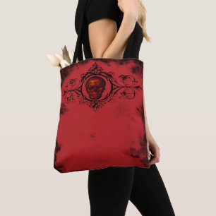Gothic Red Skull Tote Bag