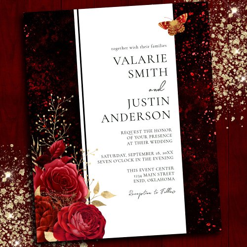 Gothic Red Splatter Floral Budget Wedding