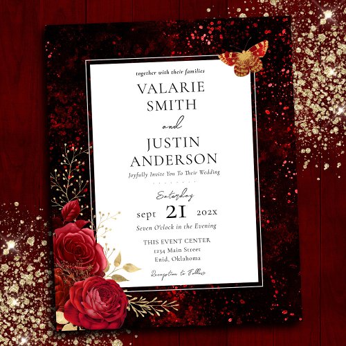 Gothic Red Splatter Floral Wedding All in One Fly