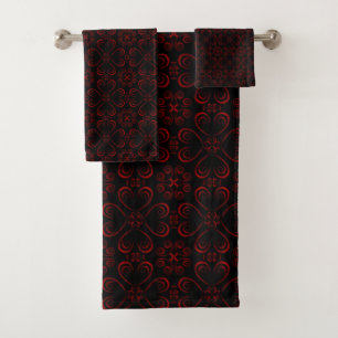 Gothic Red Swirls Bath Towel Set