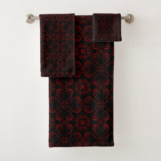 Gothic Red Swirls Bath Towel Set