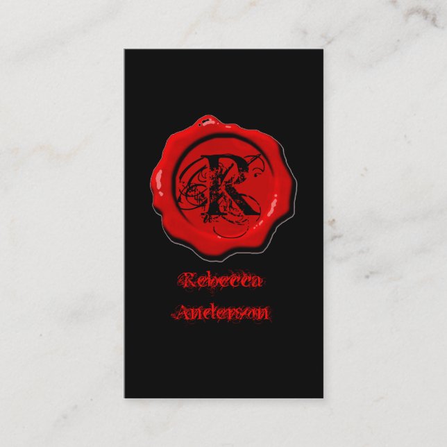 Gothic Red Wax Seal Make up artist Tattoo Business Card (Front)