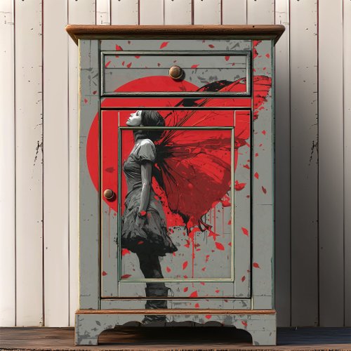 Gothic Red Winged Fairy | Urban Street Art Tissue Paper