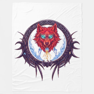 Gothic Red Wolf Crest Mythological Fantasy Graphic Fleece Blanket