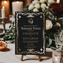 Gothic Rehearsal Dinner Black Silver Invitation