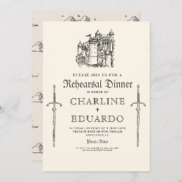 Gothic Rehearsal Dinner Black Silver Invitation