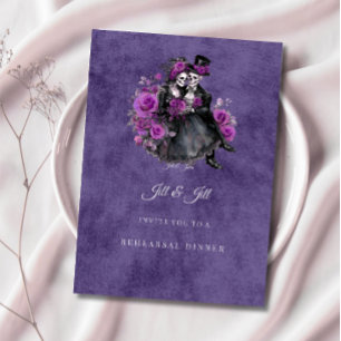 Gothic Rehearsal Dinner Skeleton Wedding Invitation