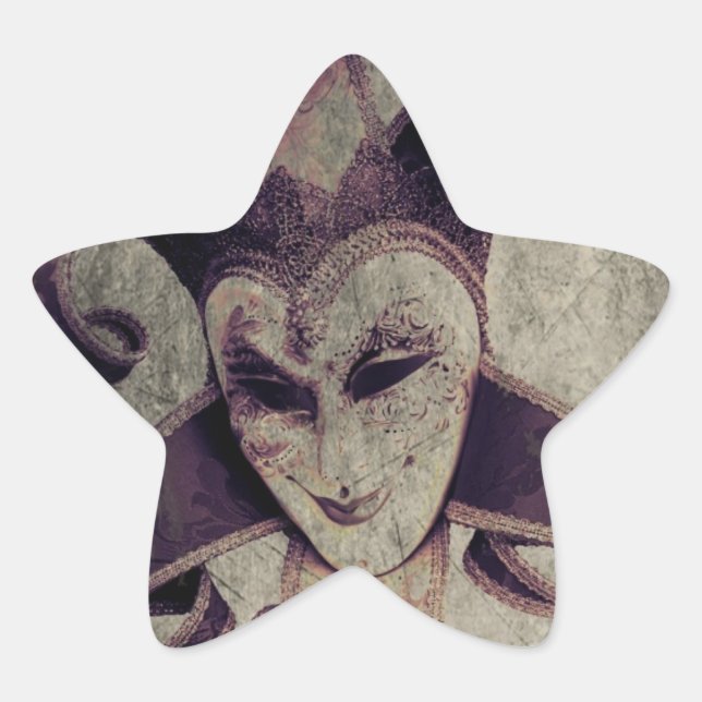 Gothic Renaissance Evil Clown Joker Star Sticker (Front)