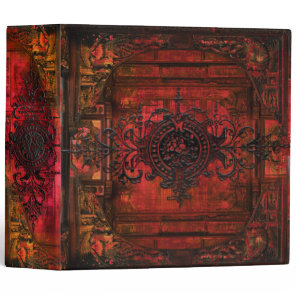 Gothic Renaissance Red Faux Leather Ancient Tome 3 Ring Binder