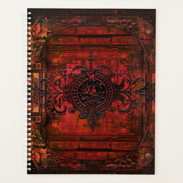 Gothic Renaissance Red Faux Leather Ancient Tome Planner (Front)