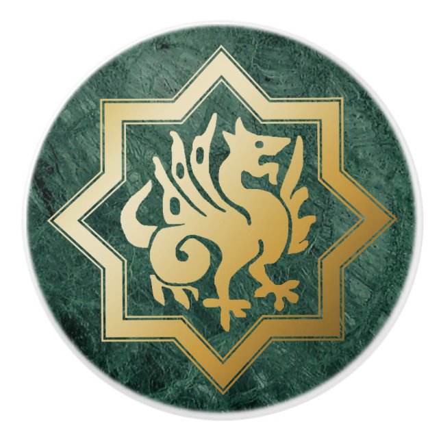 Gothic Revival Dragon Ceramic Pull (Front)