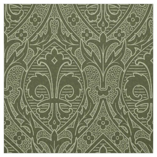 Gothic Revival Fleur de Lys - Loden Green Fabric