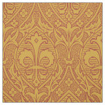 Gothic Revival Fleur de Lys - Red on Gold Fabric