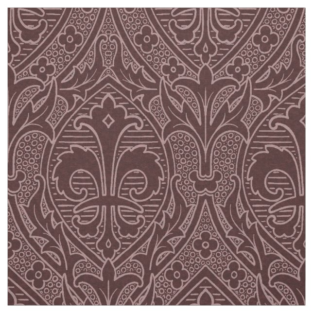 Gothic Revival Fleur de Lys - Wine Fabric (Swatch)