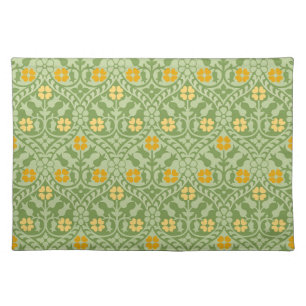 Gothic Revival Floral - Goldenrod and Green Cloth Placemat