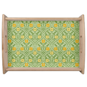 Gothic Revival Floral Large Natural Serving Tray