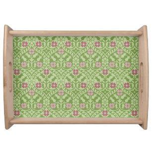 Gothic Revival Floral Large Natural Serving Tray
