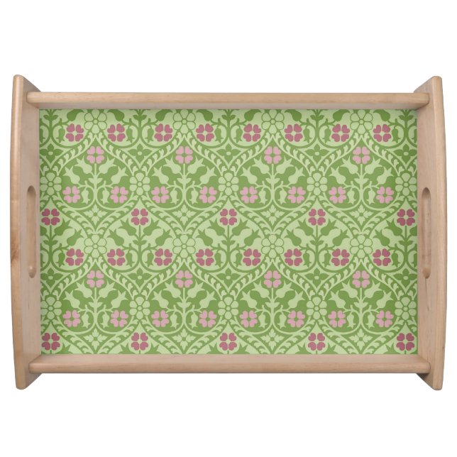 Gothic Revival Floral Large Natural Serving Tray (Front)