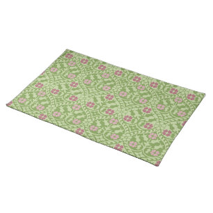 Gothic Revival Floral - Pink and Green Cloth Placemat