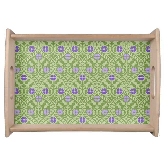 Gothic Revival Floral Small Natural Serving Tray (Front)