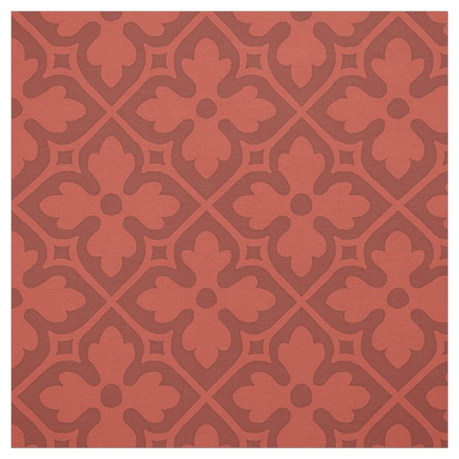 Gothic Revival Quatrefoils, Brick Red Fabric (Swatch)