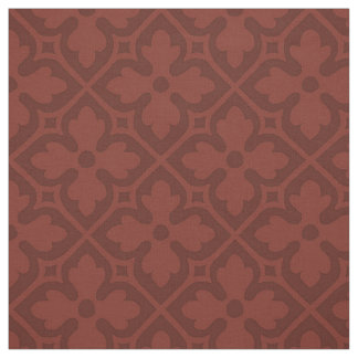 Gothic Revival Quatrefoils, Dark Brick Red Fabric