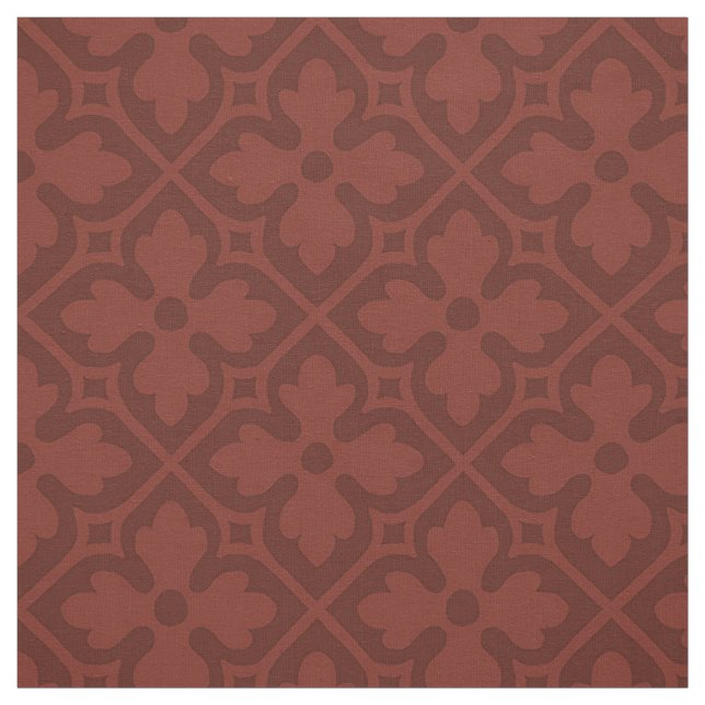 Gothic Revival Quatrefoils, Dark Brick Red Fabric (Swatch)