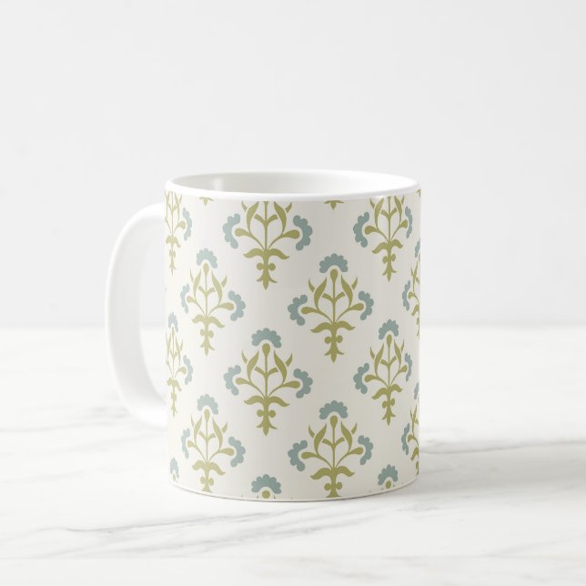 Gothic Revival Stenciled Flowers Coffee Mug (Front Left)