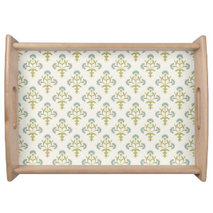 Gothic Revival Stenciled Flowers Serving Tray