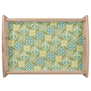 Gothic Revival Tiles Large Natural Serving Tray