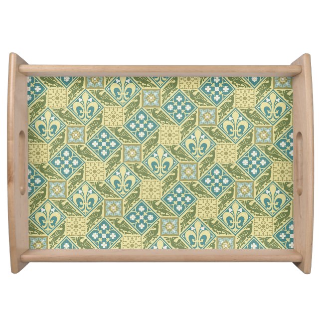 Gothic Revival Tiles Large Natural Serving Tray (Front)